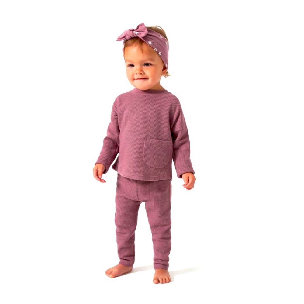 Modern Moments by Gerber Baby Girl Long Sleeve Waffle Top & Legging 2 Piece Set